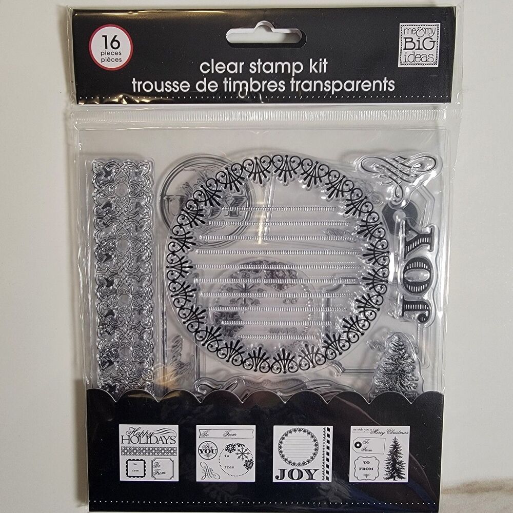 Me & My Big Ideas Holiday Clear Cling Stamps Kit Set of 16 Stamps NEW